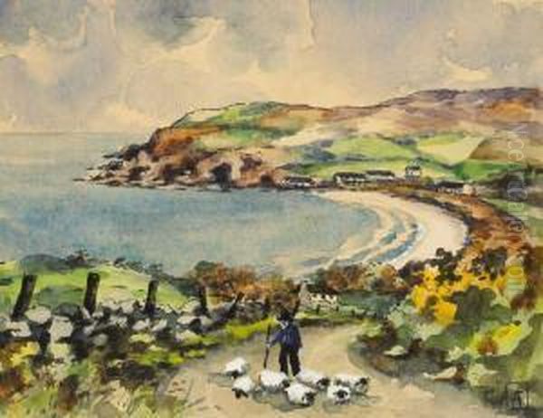 Cushendun, County Antrim Oil Painting by George Horne Russell