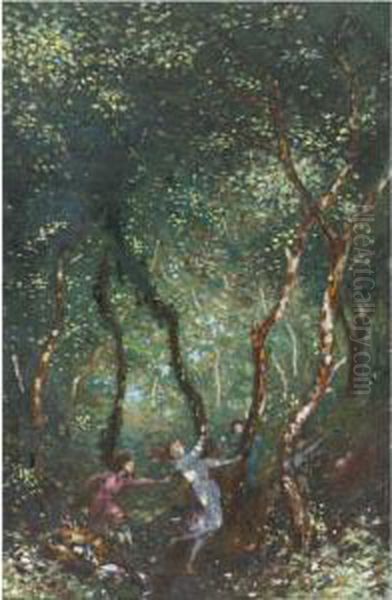 Figures Dancing In The Woods Oil Painting by George William, A.E. Russell