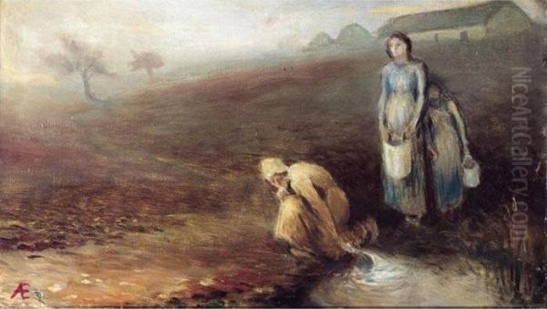 At The Stream Oil Painting by George William, A.E. Russell