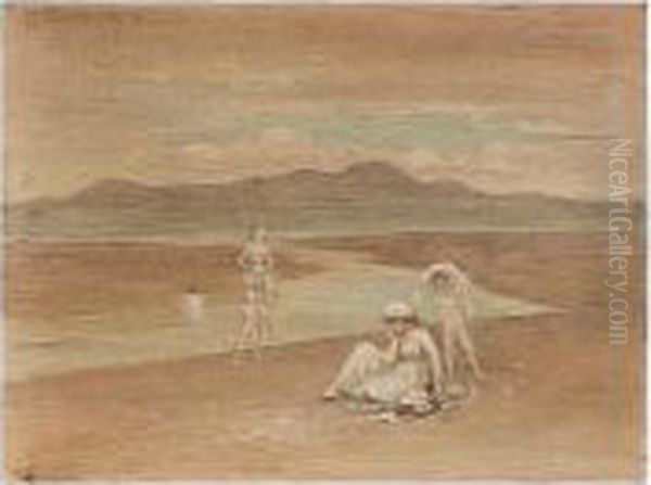 Bathers At Dusk Oil Painting by George William, A.E. Russell