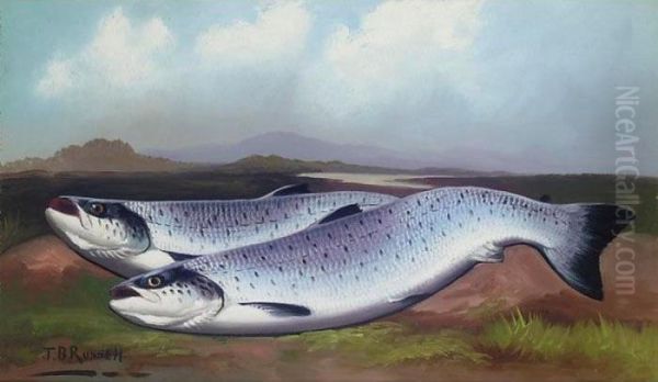 The Day's Catch; Salmon On The Bank Oil Painting by John Russell