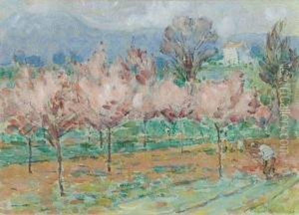 Peach Trees, Cagnes Oil Painting by John Peter Russell