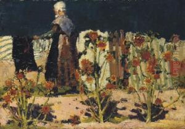 Paysanne Aux Tournesols Oil Painting by John Peter Russell