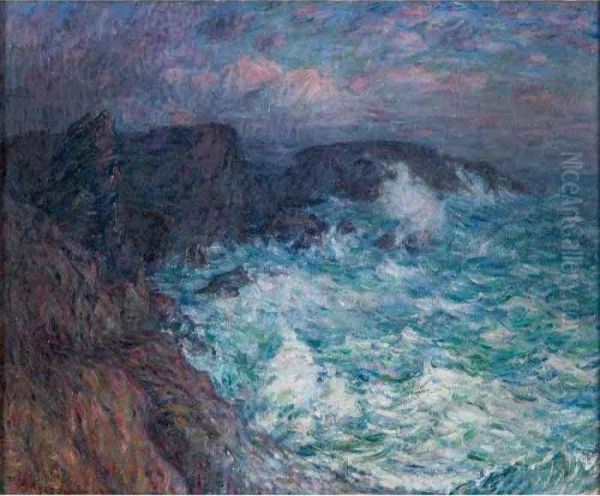 Gros Temps A Belle-ile (stormy Weather At Belle-ile) Oil Painting by John Peter Russell