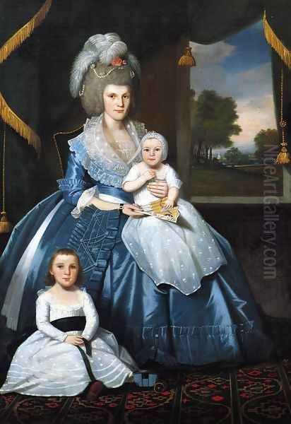 Mrs. Benjamin Tallmadge and Son Henry Floyd and Daughter Maria Jones Oil Painting by Ralph Earl