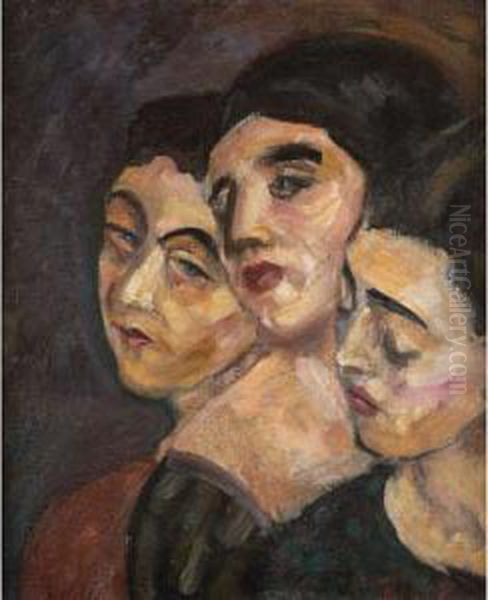 Three Figures Oil Painting by Morgan Russell