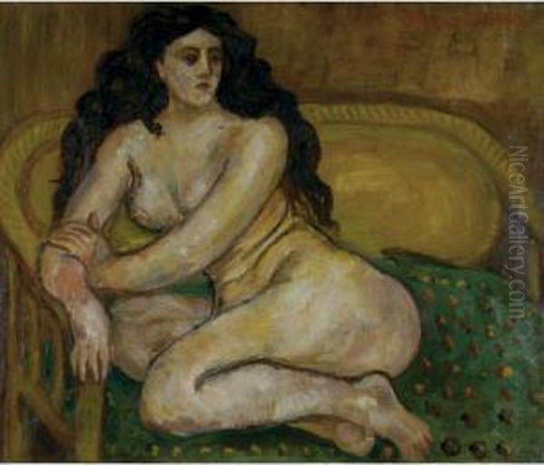 Seated Female Nude Oil Painting by Morgan Russell