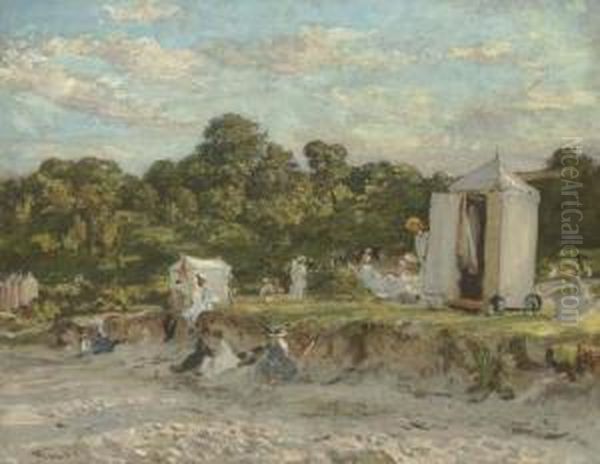 Bathing Huts Oil Painting by Walter Westley Russell