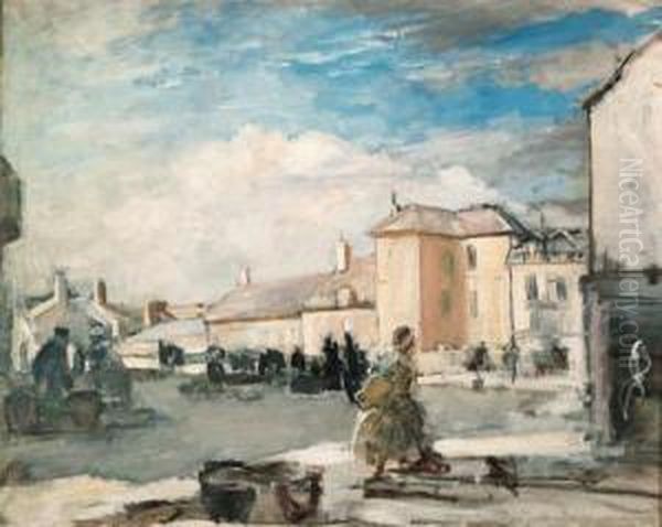 The Square At Etaples Oil Painting by Walter Westley Russell