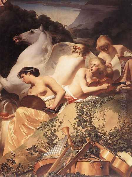 The Four Muses with Pegasus Oil Painting by Caesar Van Everdingen