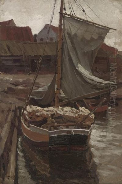 The Timber Barge Oil Painting by Ferdynand Ruszczyc