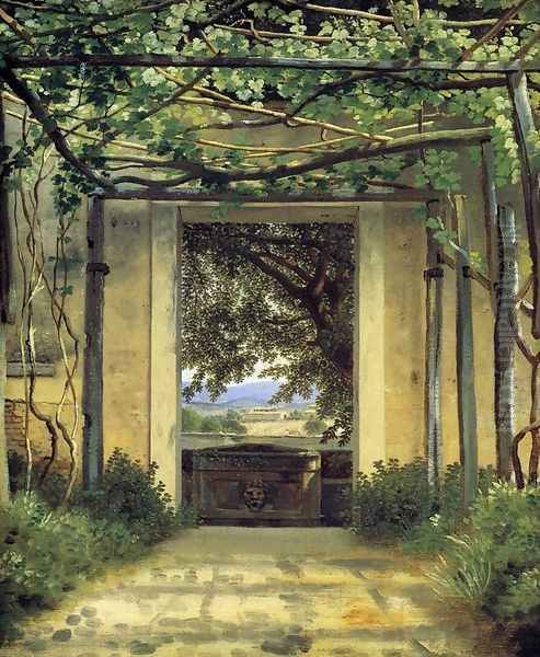 A Pergola Oil Painting by Christoffer Wilhelm Eckersberg