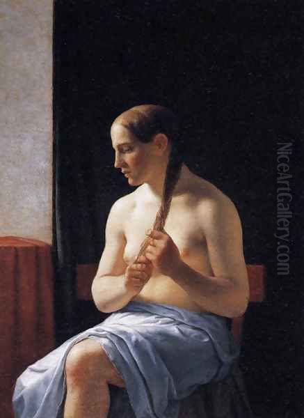 Seated Nude Model 1839 Oil Painting by Christoffer Wilhelm Eckersberg