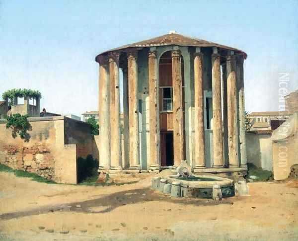 Temple of Vesta, Rome (Vestatemplet i Rom) Oil Painting by Christoffer Wilhelm Eckersberg