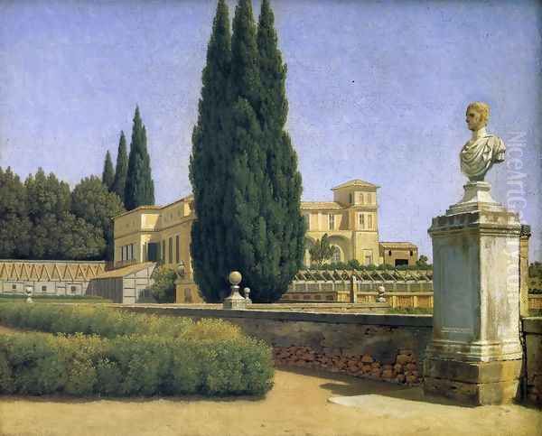 In the Gardens of the Villa Albani Oil Painting by Christoffer Wilhelm Eckersberg