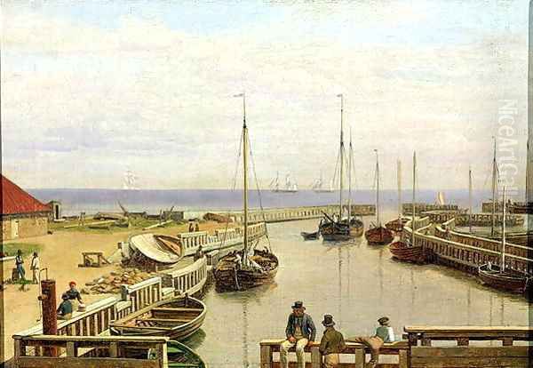 The Port of Dragor 1826 Oil Painting by Christoffer Wilhelm Eckersberg