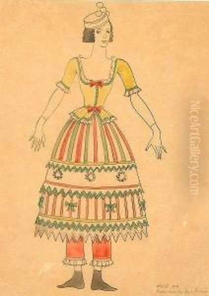 Design For Poupee Dress For Anna Pavlova by Albert Rutherston