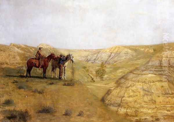 Cowboys in the Badlands Oil Painting by Thomas Cowperthwait Eakins