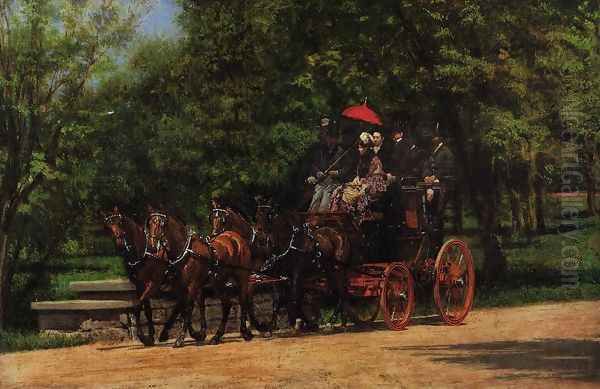 A May Morning in the Park (The Fairman Rogers Four-in-Hand) 1879-80 Oil Painting by Thomas Cowperthwait Eakins