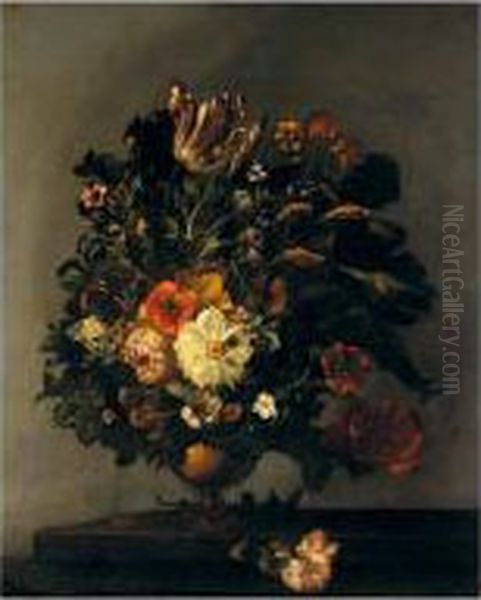 Still Life Of Flowers In A Bronze Vase Oil Painting by Rachel Ruysch