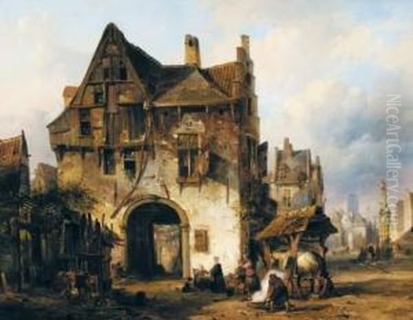 Les Forgerons Dans La Ville Ancienne Oil Painting by Jan Michael Ruyten