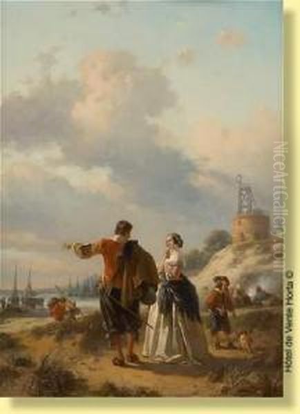 Scene Galante En Bord De Mer Oil Painting by Jan Michael Ruyten