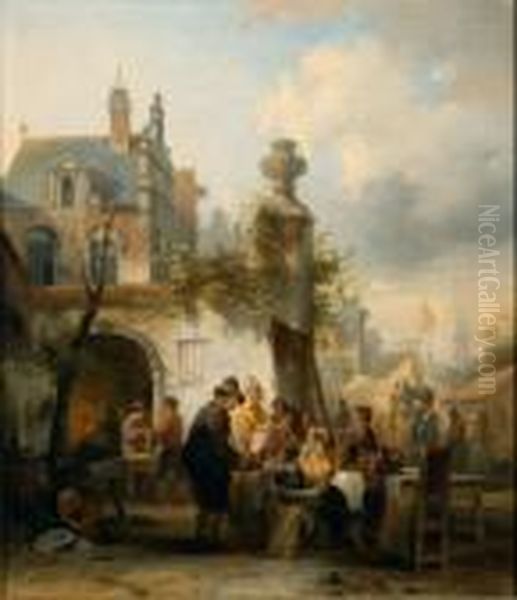 Scene De Marche Oil Painting by Jan Michael Ruyten