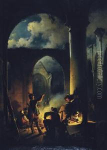 Secret Meeting Among The Ruins Oil Painting by Jan Michael Ruyten