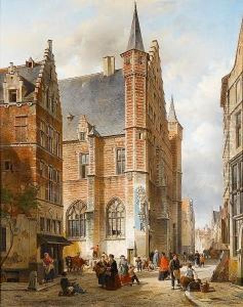 The Vleeshuis In Antwerp Oil Painting by Jan Michael Ruyten