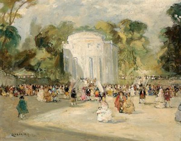 Before The Garden Pavilion Oil Painting by Hans Ruzicka-Lautenschlager