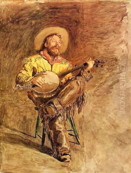 Cowboy Singing Oil Painting by Thomas Cowperthwait Eakins