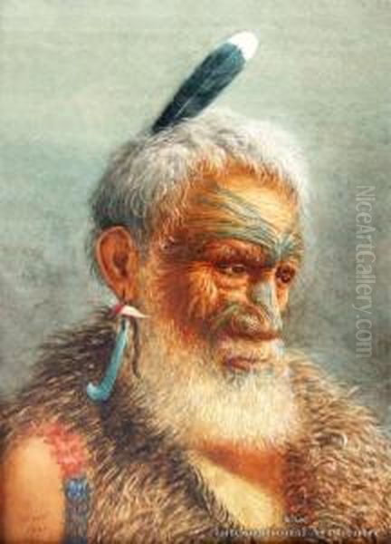 Te Huriwa - A Tohunga Of The Tuwharetoa Tribe Oil Painting by Thomas Darby Ryan