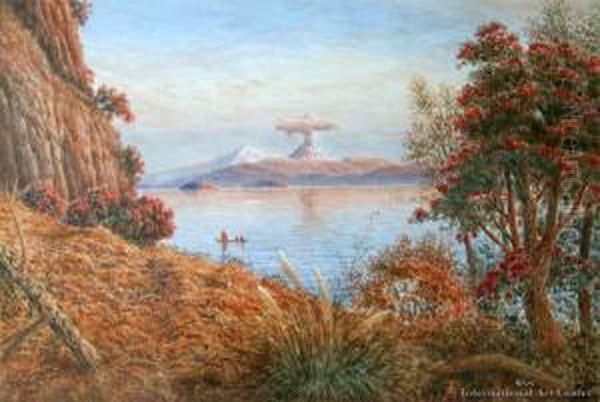 Evening Glow, Lake Taupo Oil Painting by Thomas Darby Ryan