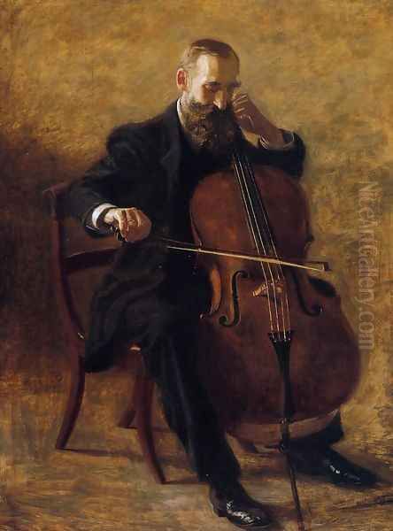 The Cello Player Oil Painting by Thomas Cowperthwait Eakins