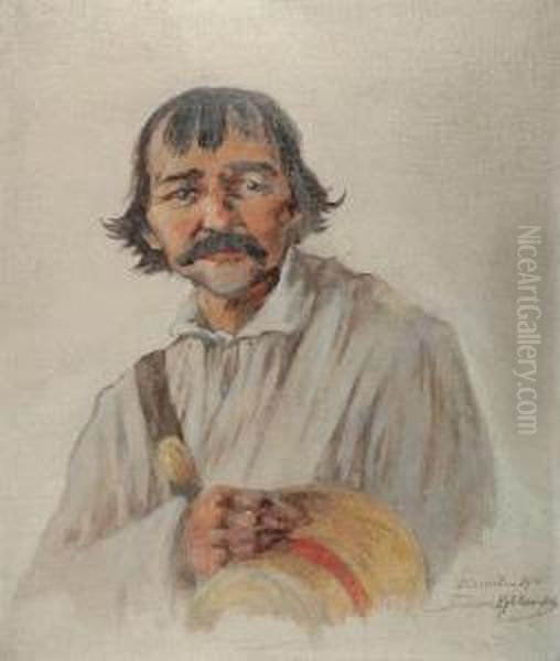 Portret Wiesniaka Oil Painting by Tadeusz Rybkovski