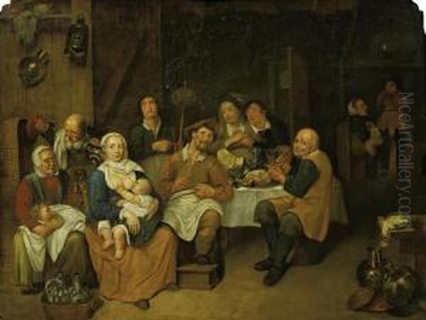 Communal Banquette Oil Painting by David The Younger Ryckaert