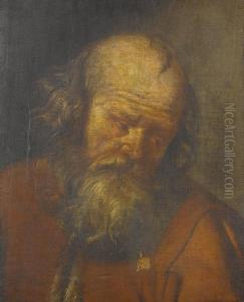 Head Of An Elderly Bearded Man Oil Painting by David The Younger Ryckaert