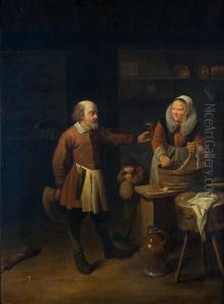 Bijde Beenhouwer Oil Painting by David The Younger Ryckaert