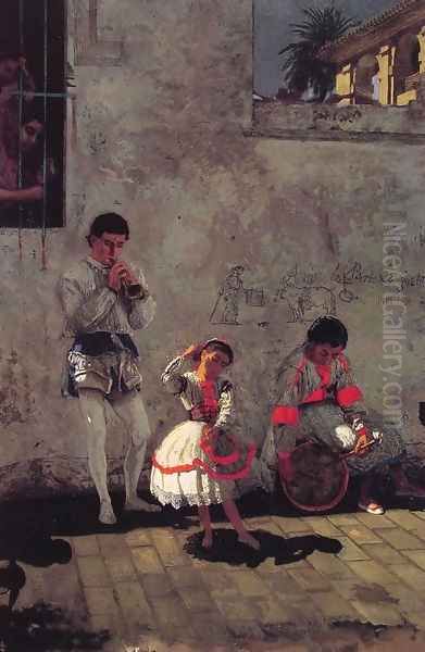 A Street Scene in Seville Oil Painting by Thomas Cowperthwait Eakins