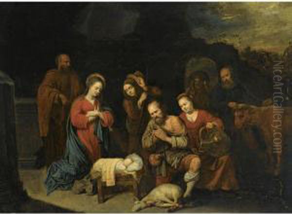 Adoration Of The Shepherds Oil Painting by David The Younger Ryckaert