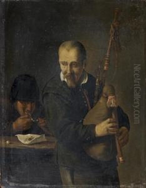 Joueur De Cornemuse Oil Painting by David The Younger Ryckaert