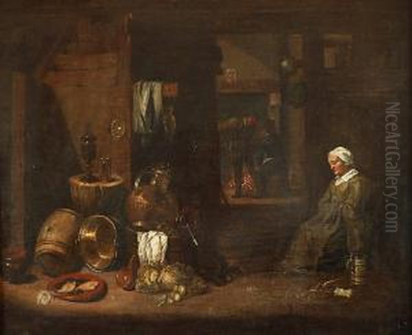 Interieur Paysan Oil Painting by David The Younger Ryckaert