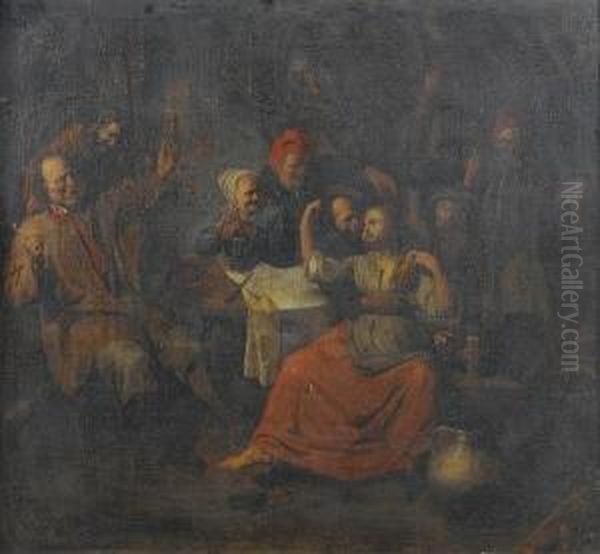 Peasants Carousing In A Tavern Oil Painting by David The Younger Ryckaert