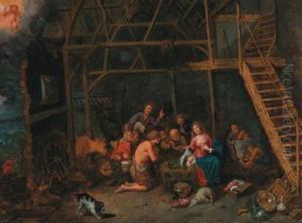 The Adoration Of The Shepherds Oil Painting by David The Younger Ryckaert