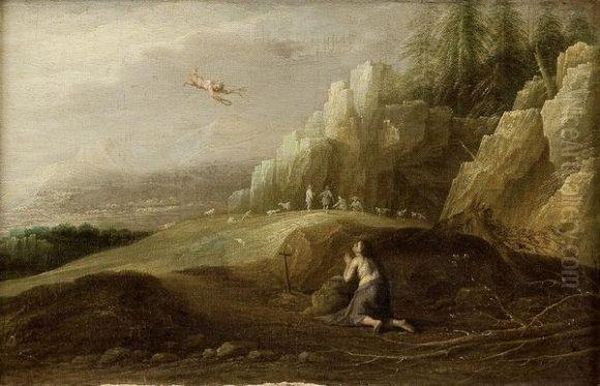 Paysage Aux Rochers Avec Marie-madeleine En Priere Oil Painting by Marten Ryckaert