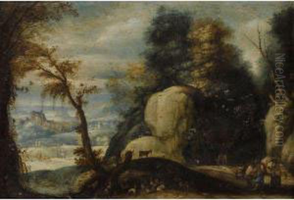 Paysage Anime De Personnages Oil Painting by Marten Ryckaert