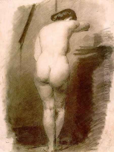 Study of a Standing Nude Woman Oil Painting by Thomas Cowperthwait Eakins