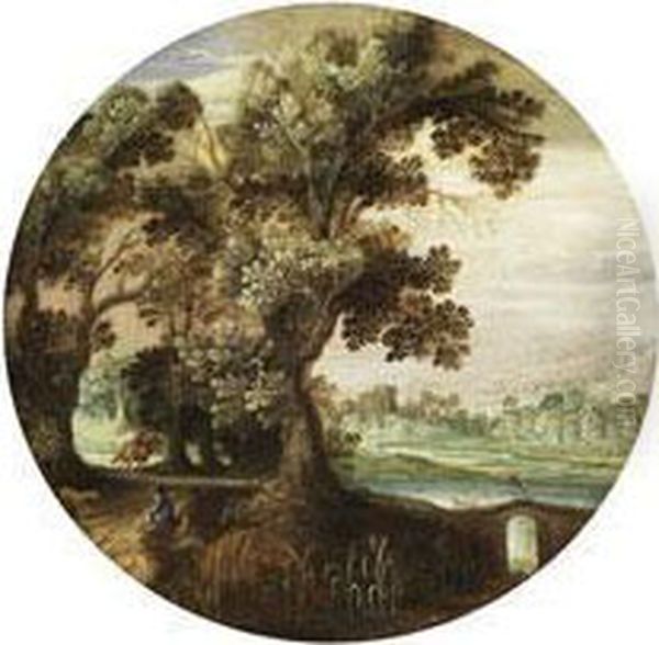 Landschaft Mit Eichenbaumen Oil Painting by Marten Ryckaert