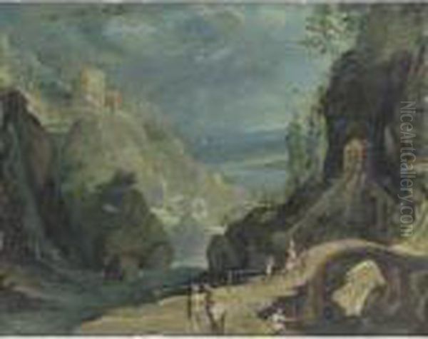 Paesaggio Col Tempio Di Tivoli Oil Painting by Marten Ryckaert