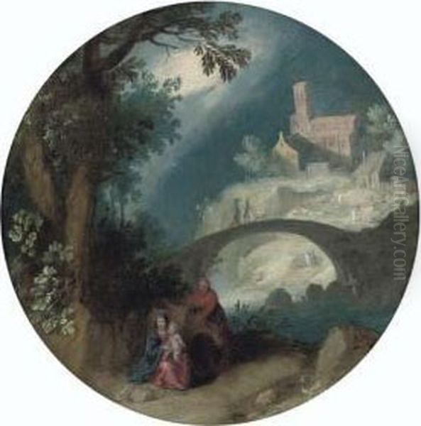 The Rest On The Flight Into Egypt Oil Painting by Marten Ryckaert